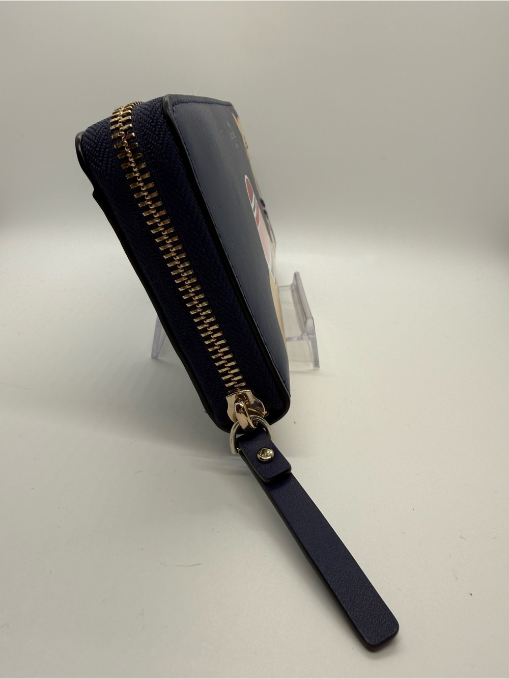 Kate Spade Spice Things Up Camel Neda Navy Leather Zip Wallet - Picture 3 of 9